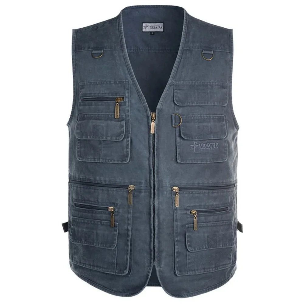 Gilet cargo senza maniche in cotone | Gilet 16 tasche