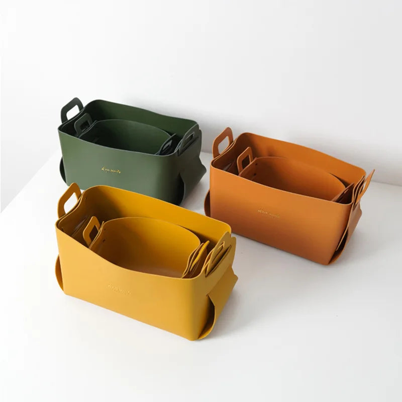 Faux Leather Storage Baskets