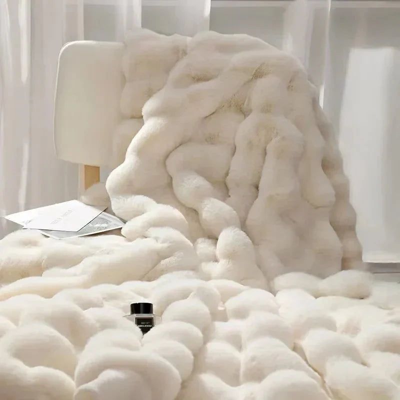 Super Soft Fluffy Luxury Rabbit Faux Fur Wave Throw - 4 farver