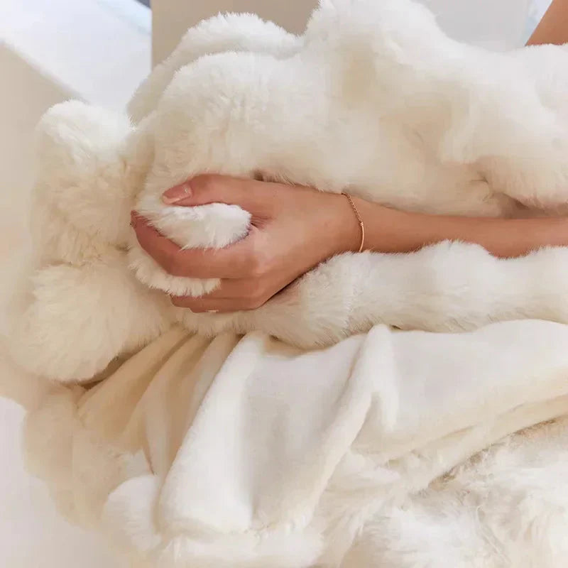 Super Soft Fluffy Luxury Rabbit Faux Fur Wave Throw - 4 farver