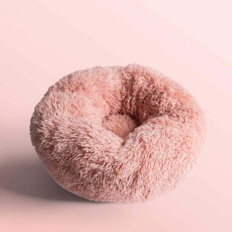 Round Plush Calming Donut Dog Bed for Small to Large Dogs