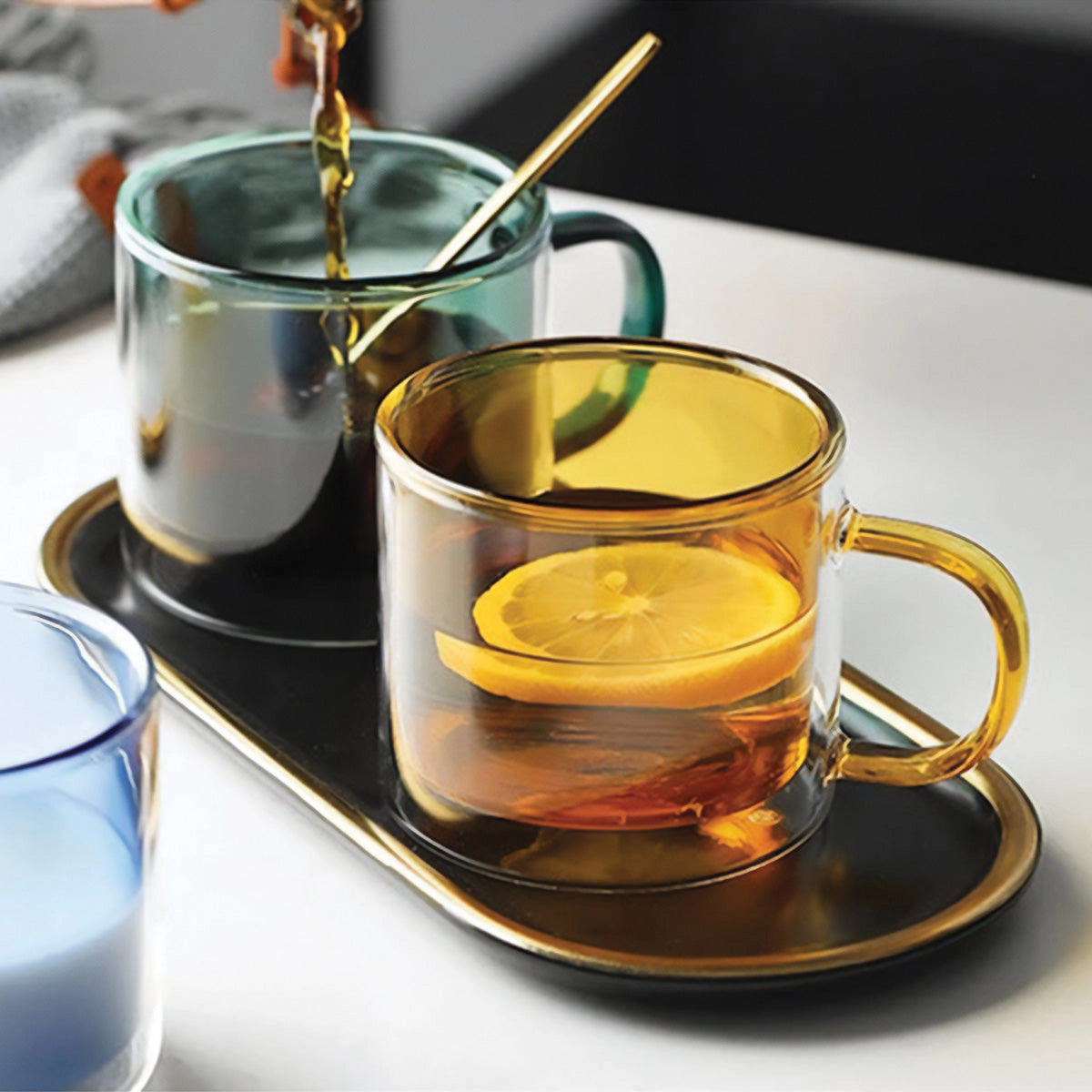 Amber Glass Mug - Holdbar, Varmeresistent Kaffe- og Te-kopp