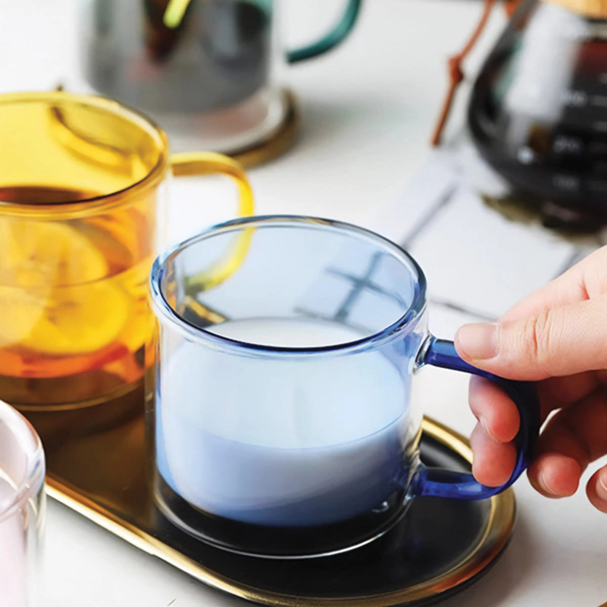 Amber Glass Mug - Kestävä, lämpöä kestävä kahvi- ja teekuppi