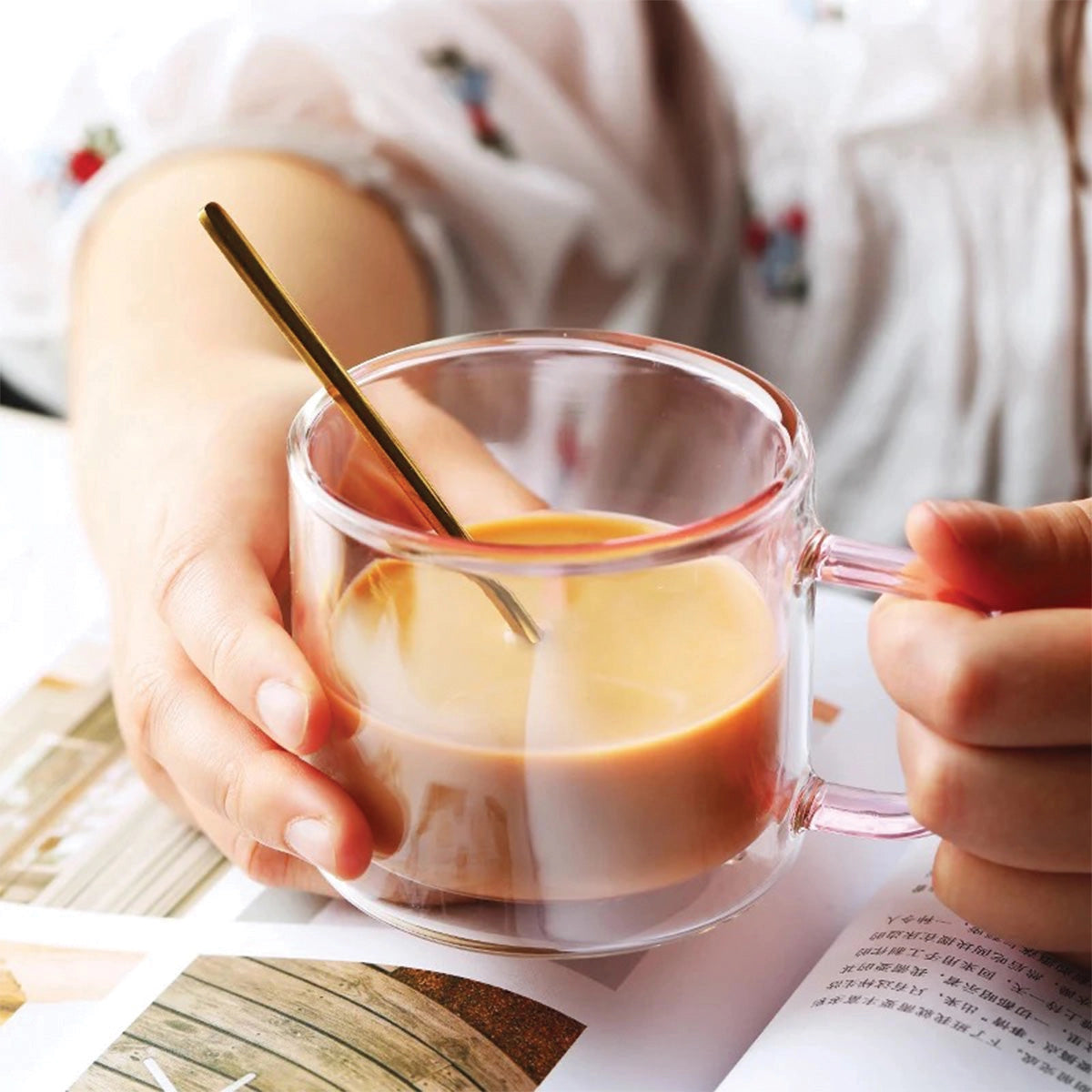 Amber Glass Mug - Kestävä, lämpöä kestävä kahvi- ja teekuppi