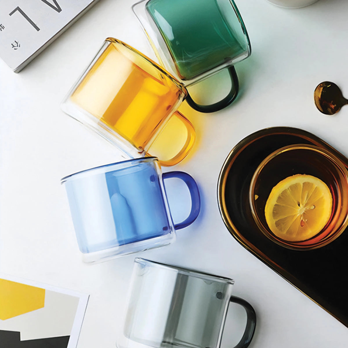 Caneca de Vidro Âmbar - Durável, Resistente ao Calor para Café e Chá