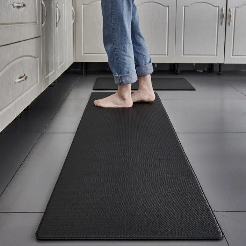 Alfombrilla de cocina ergonómica anti-fatiga, antideslizante, negra, impermeable