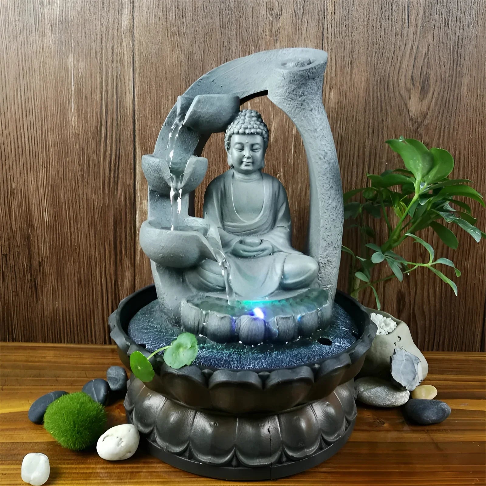 Buddha LED fontána: Zen meditace a Feng Shui dekorace