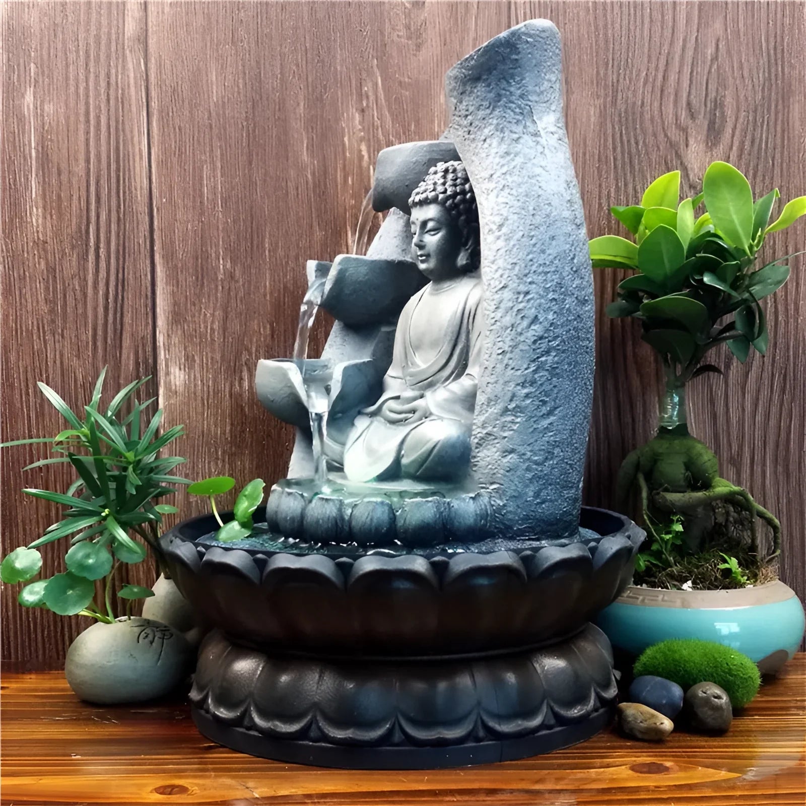 Buddha LED-fontän: Zen-meditation & Feng Shui-dekor