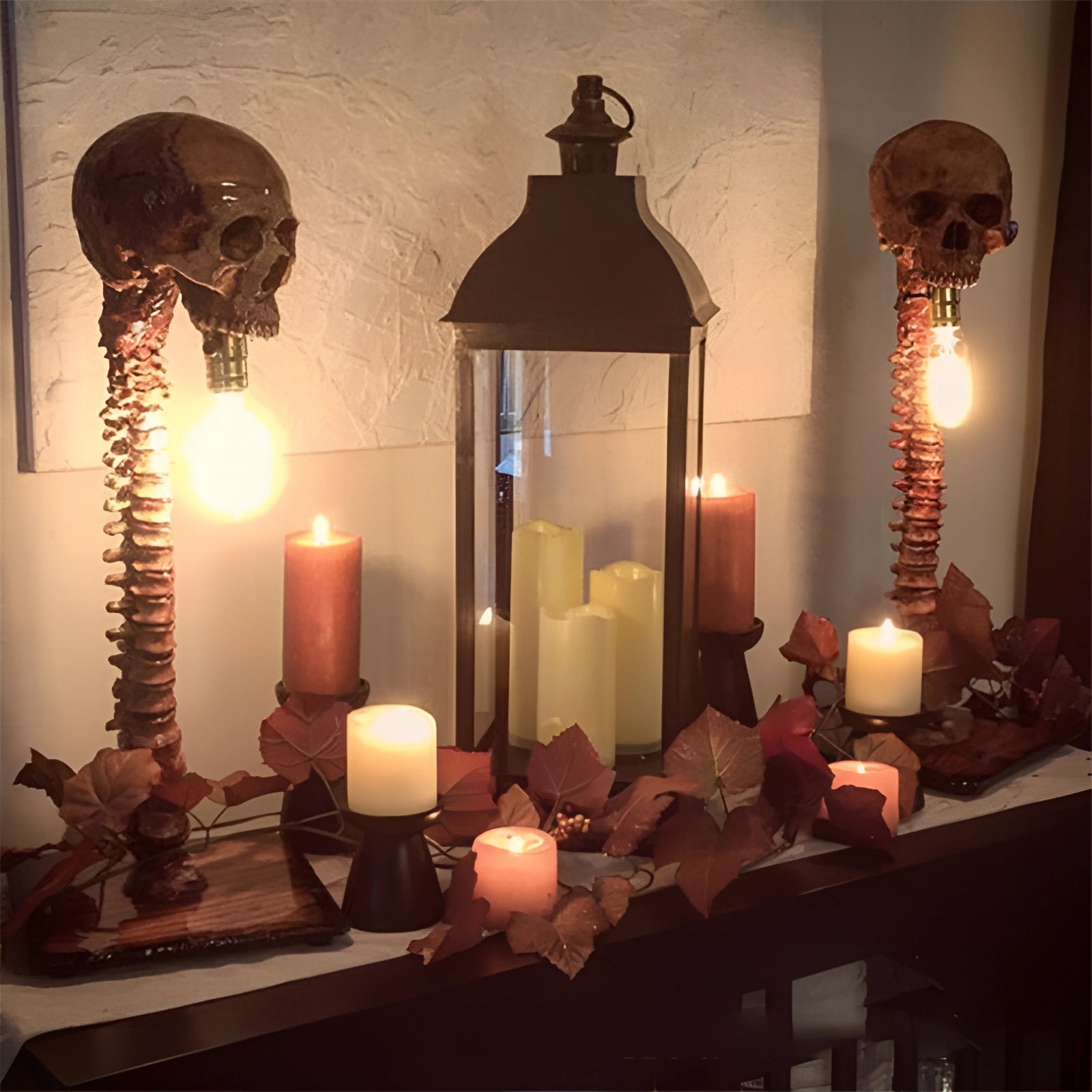 Gothic Skull Light: Skeleton Spine Lamp for Eerie Home Decor