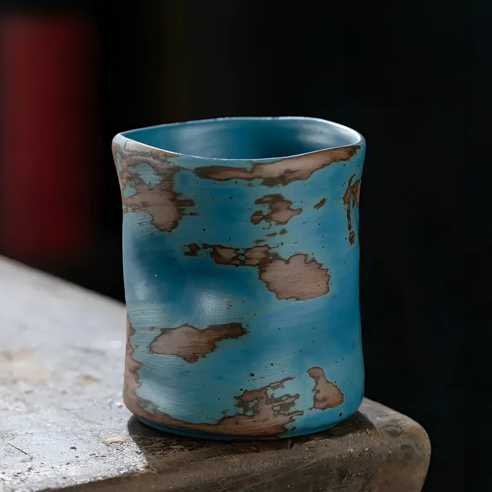 Handcrafted Blue Ceramic Cup - Vintage Style Pottery Tumbler