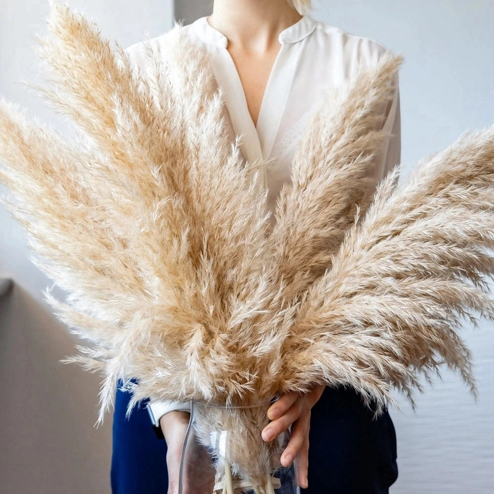 Large Dried Pampas Grass Bouquet - Fluffy Boho Decor & Rustic Centerpiece