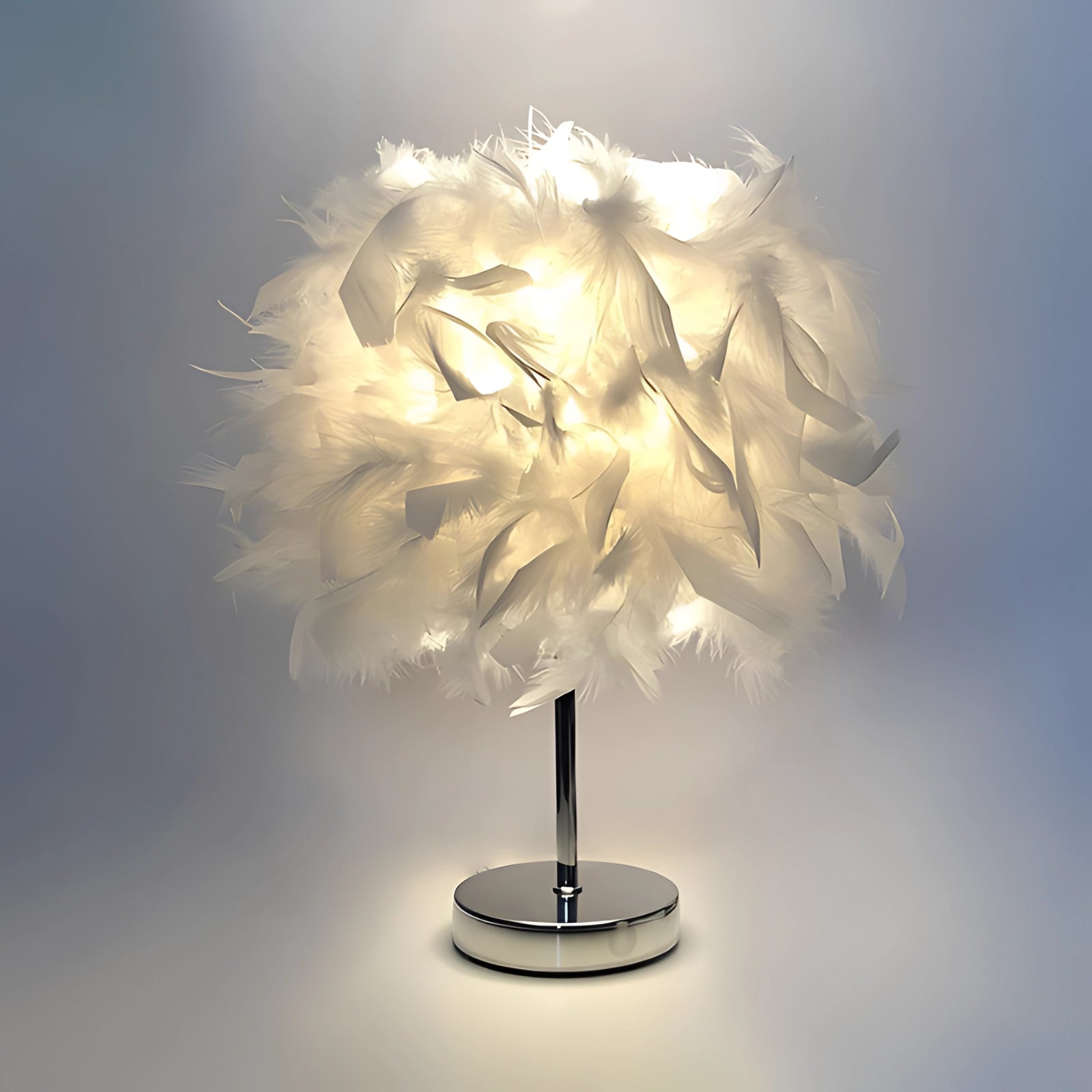 Lampa de masă cu pene luxoase - Lumină decorativă modernă moale