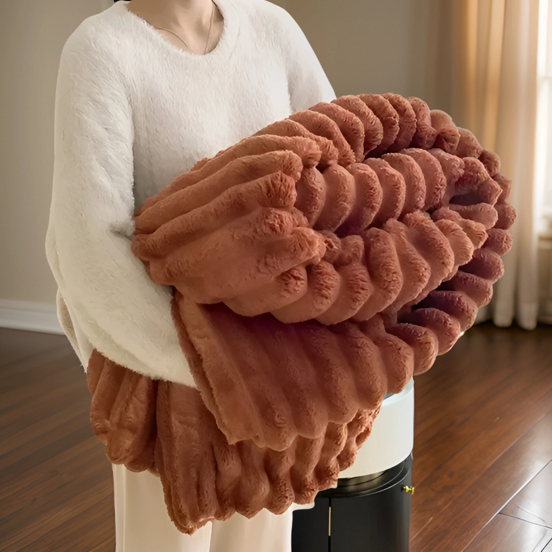 Luxury Chunky Knit Blanket | Soft Modern Plush Throw & Decor