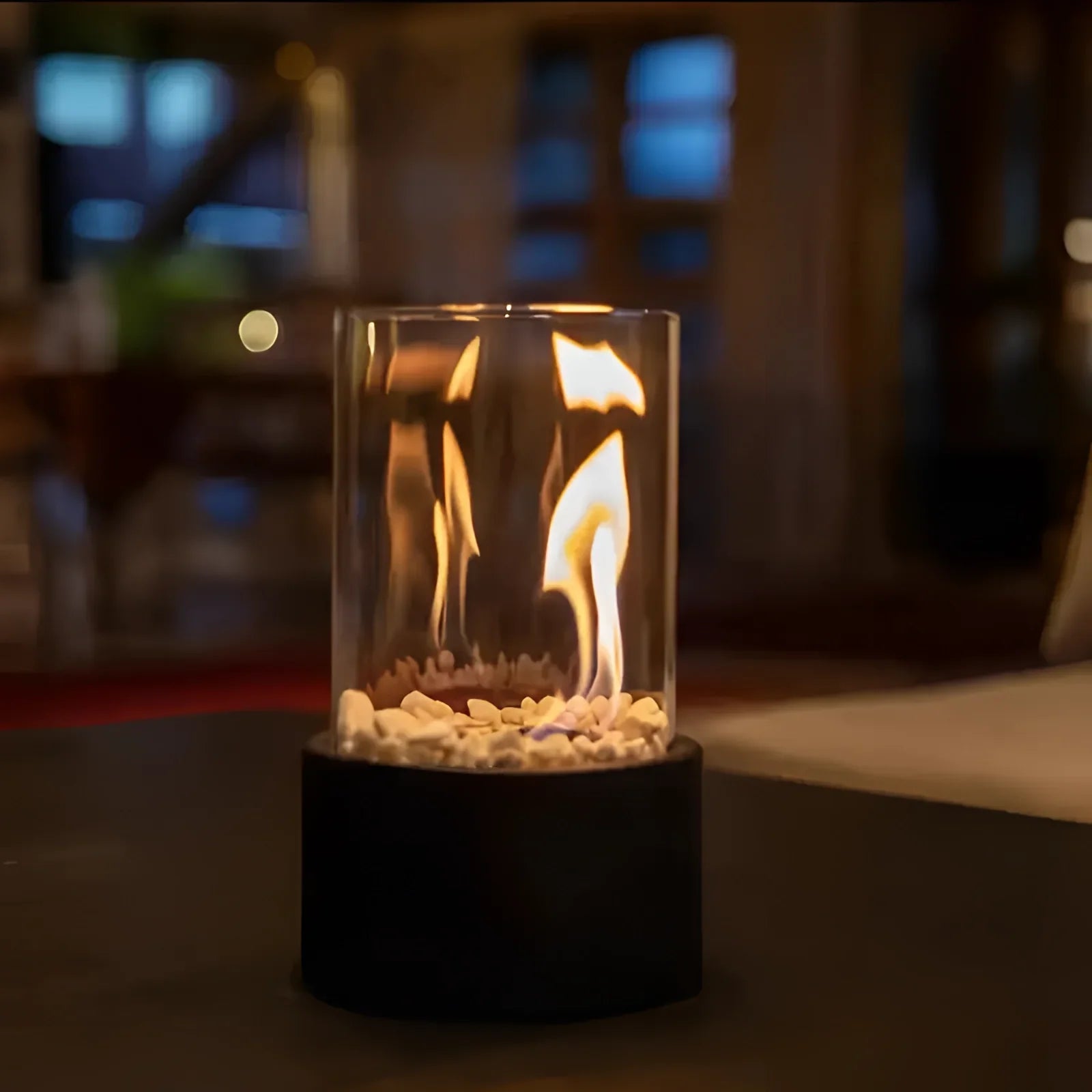 Portabler Glas-Bioethanol-Kamin | Luftloser Innen-Außen-Feuerstelle