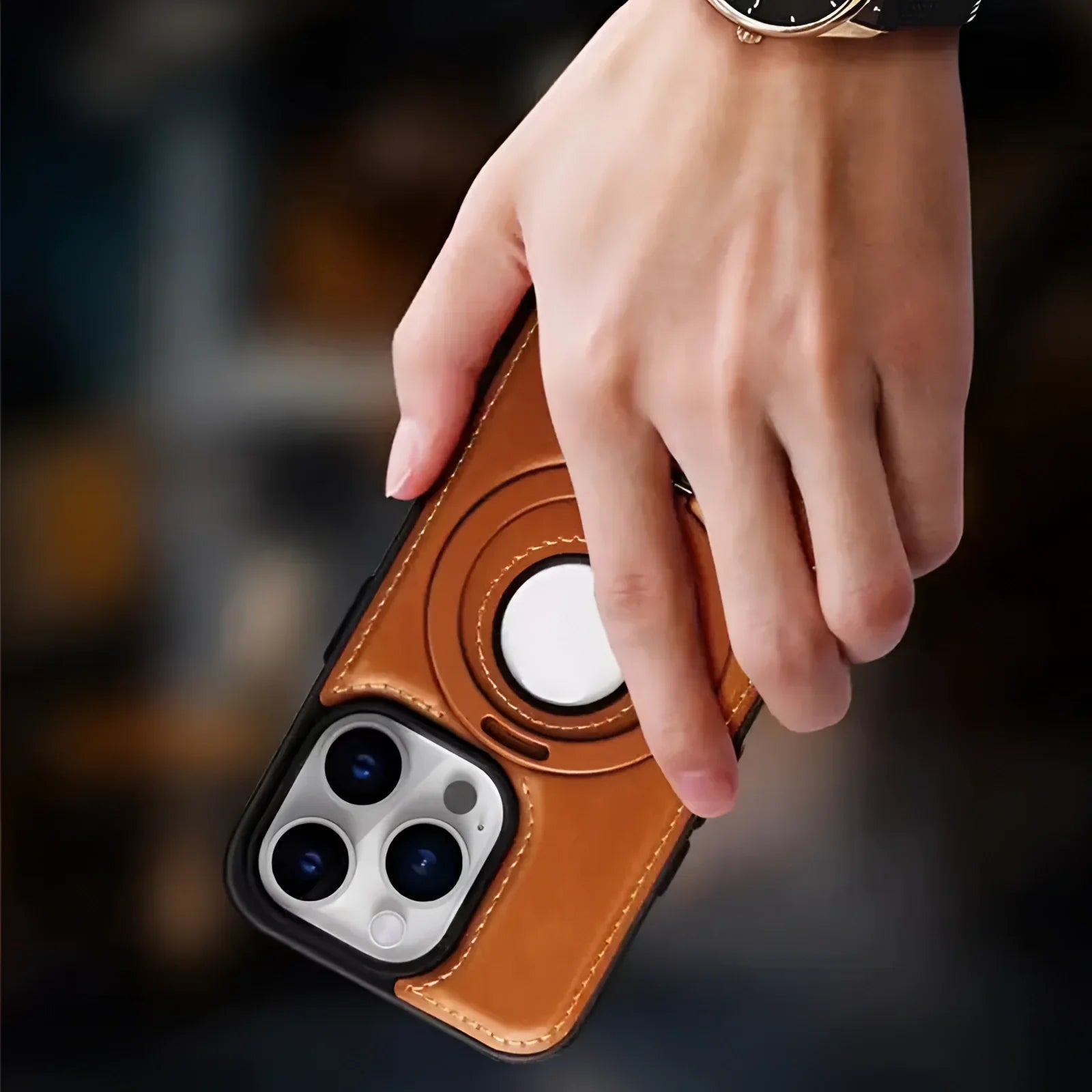 Premium Leather iPhone 13 Case with MagSafe & Camera Protection