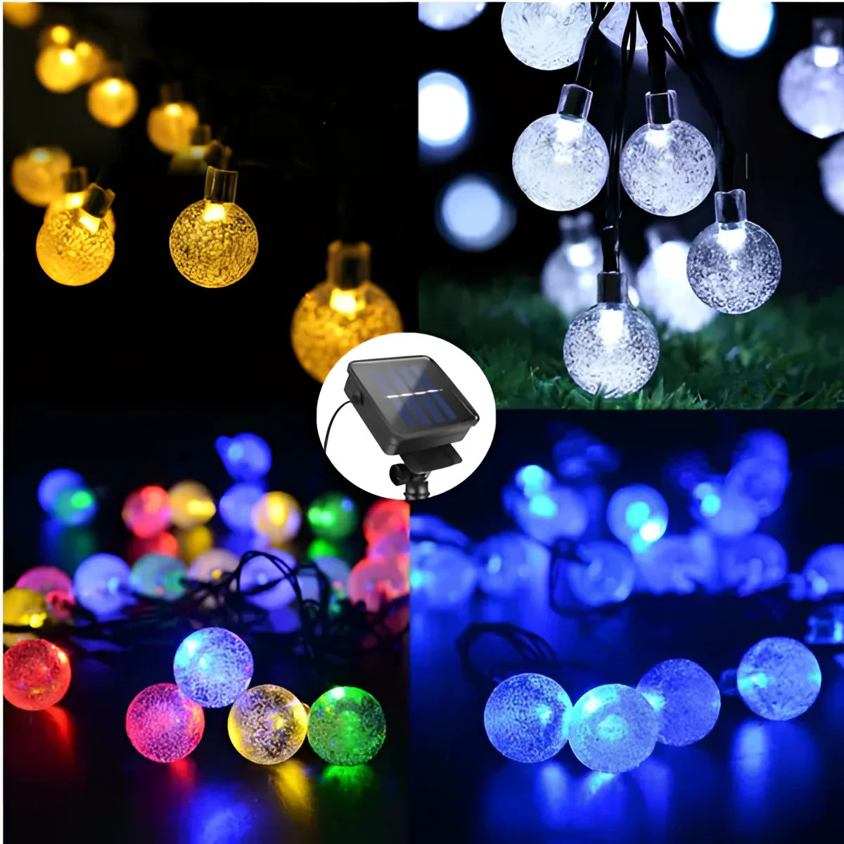 Solar Crackled Glass Globe Lights - Outdoor Waterproof LED String