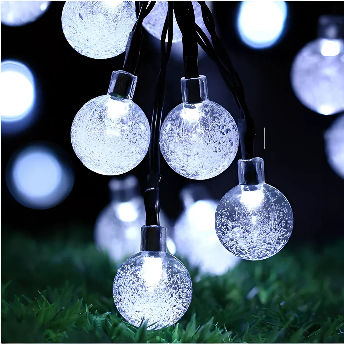 Solar Crackled Glass Globe Lights - Outdoor Waterproof LED String