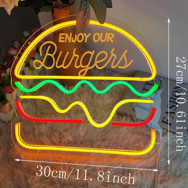 QuickBite - Luce notturna al neon per insegna di fast food