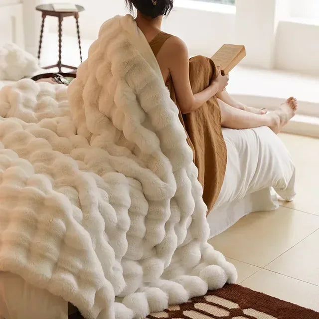 LuxFluff | Fluffy Faux Fur Blanket | Portable and Comfortable | Ultimate Warmth