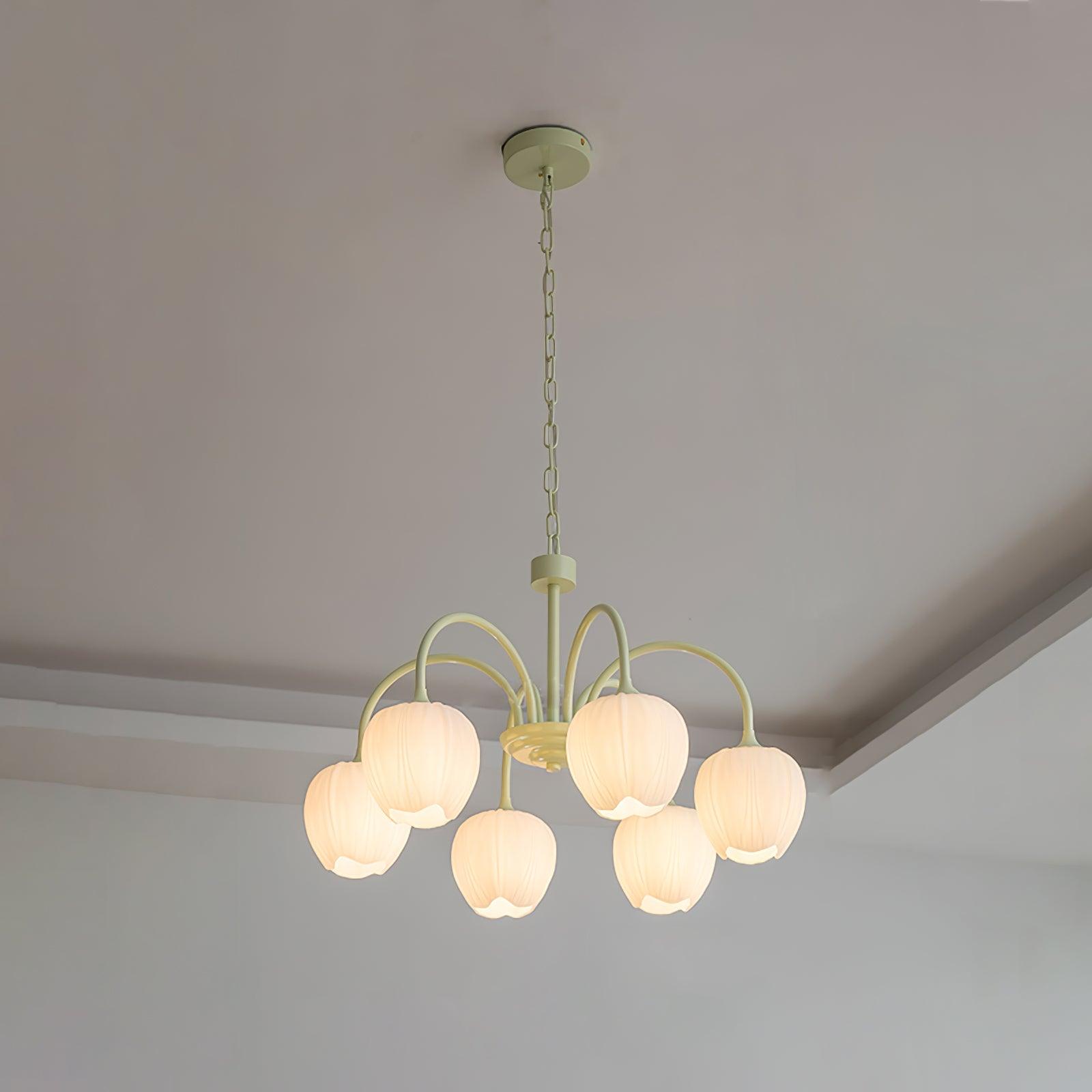 Tulip – Elegant Matcha Chandelier