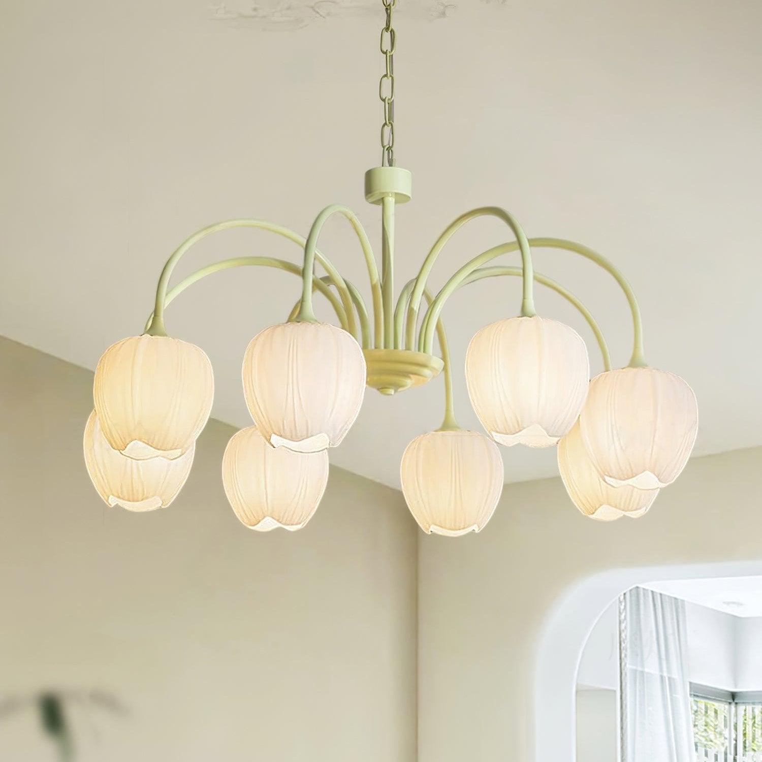 Tulip – Elegant Matcha Chandelier