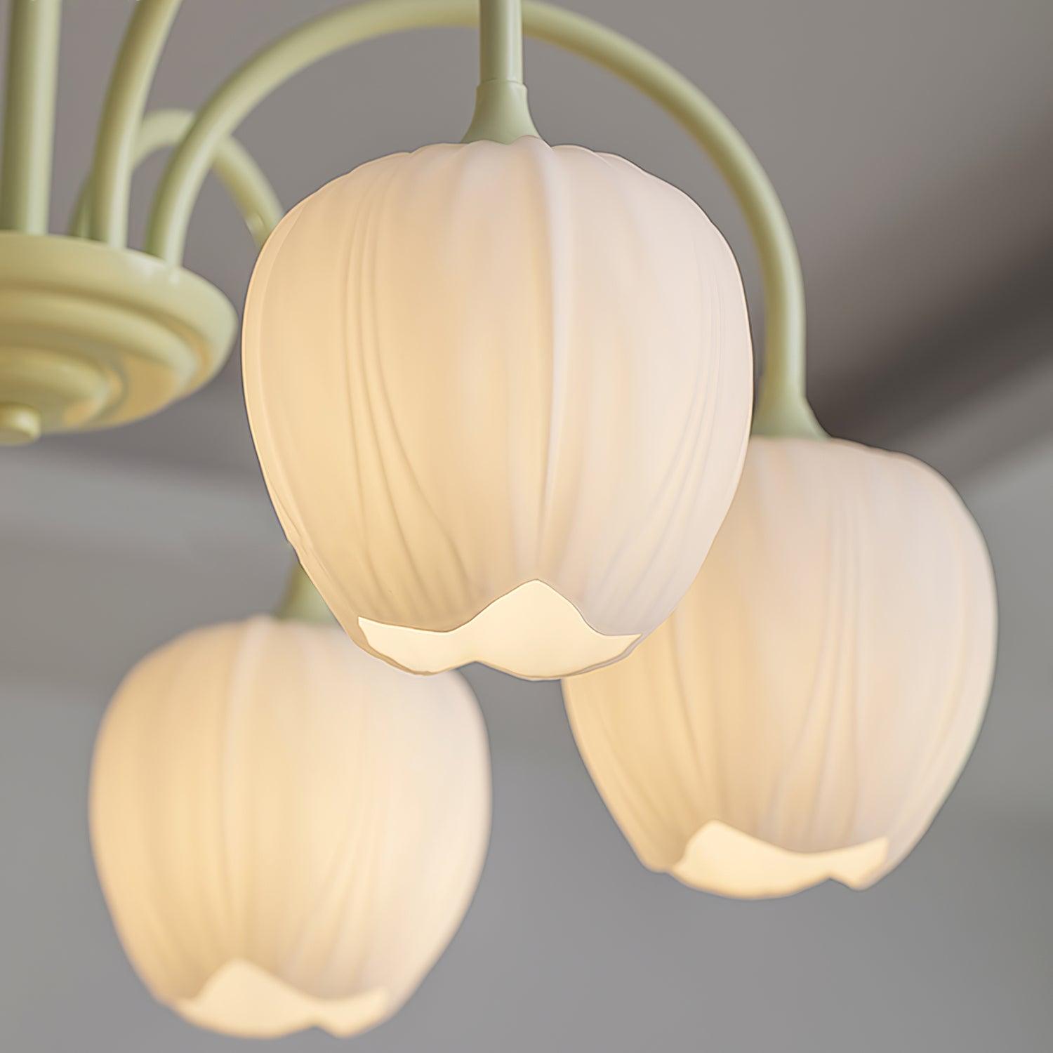 Tulip – Elegant Matcha Chandelier