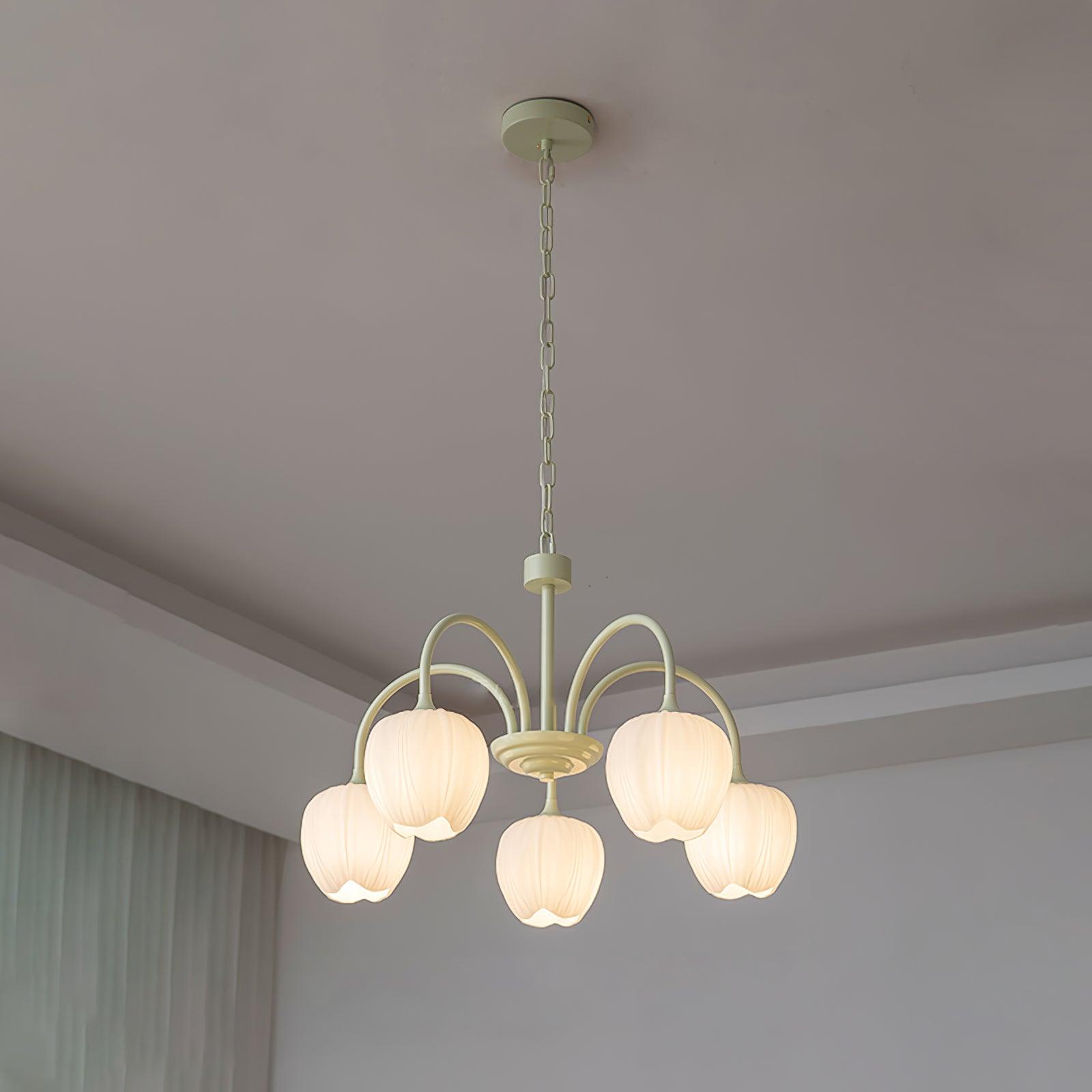 Tulip – Elegant Matcha Chandelier