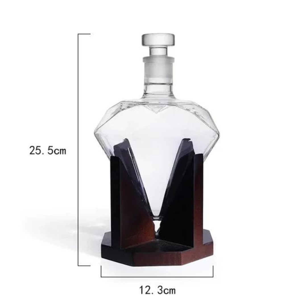 Whisky Karaffel - Diamant - 1000ml Kapasitet - Treholder