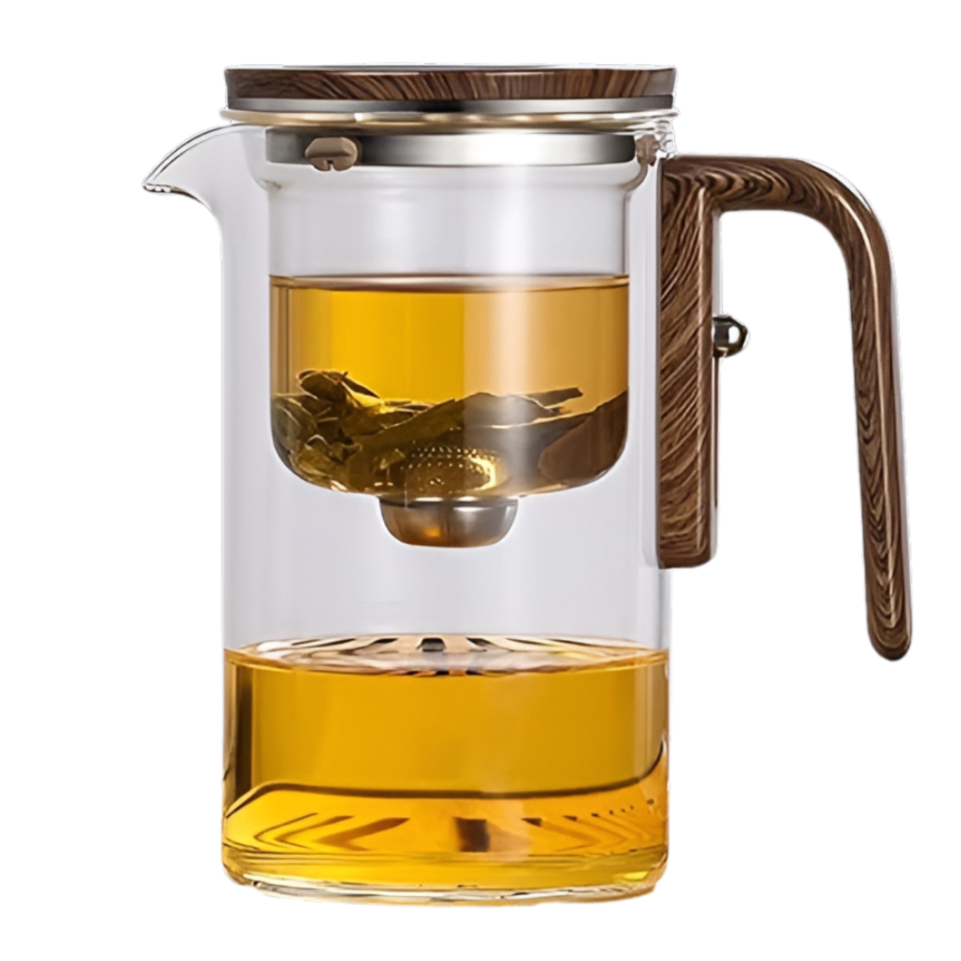 Glas Teapot med Trähandtag