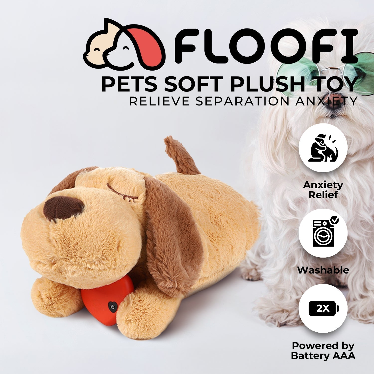 Jouet en peluche apaisant pour chien avec battement de cœur apaisant pour le confort du chiot