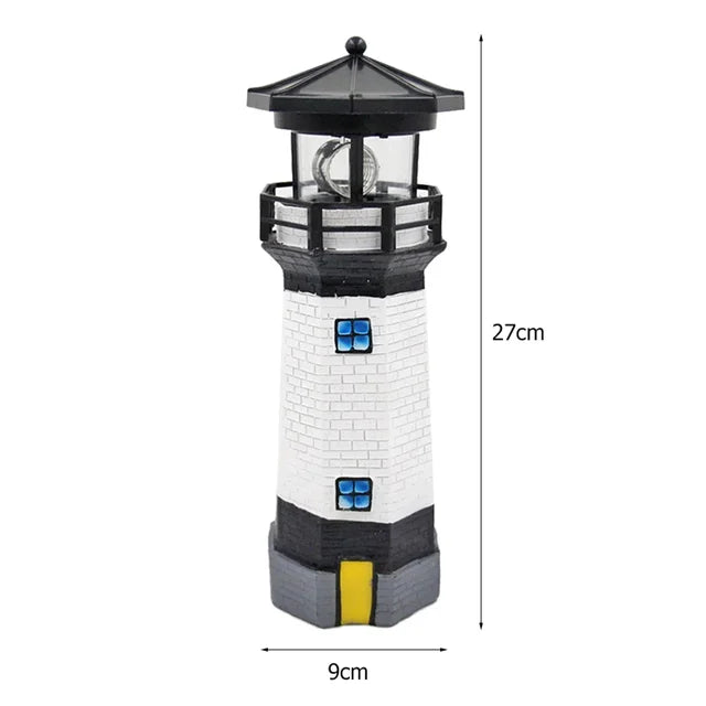 Lámpara de luz LED solar OceanGlow Lighthouse - Iluminación solar náutica para espacios exteriores