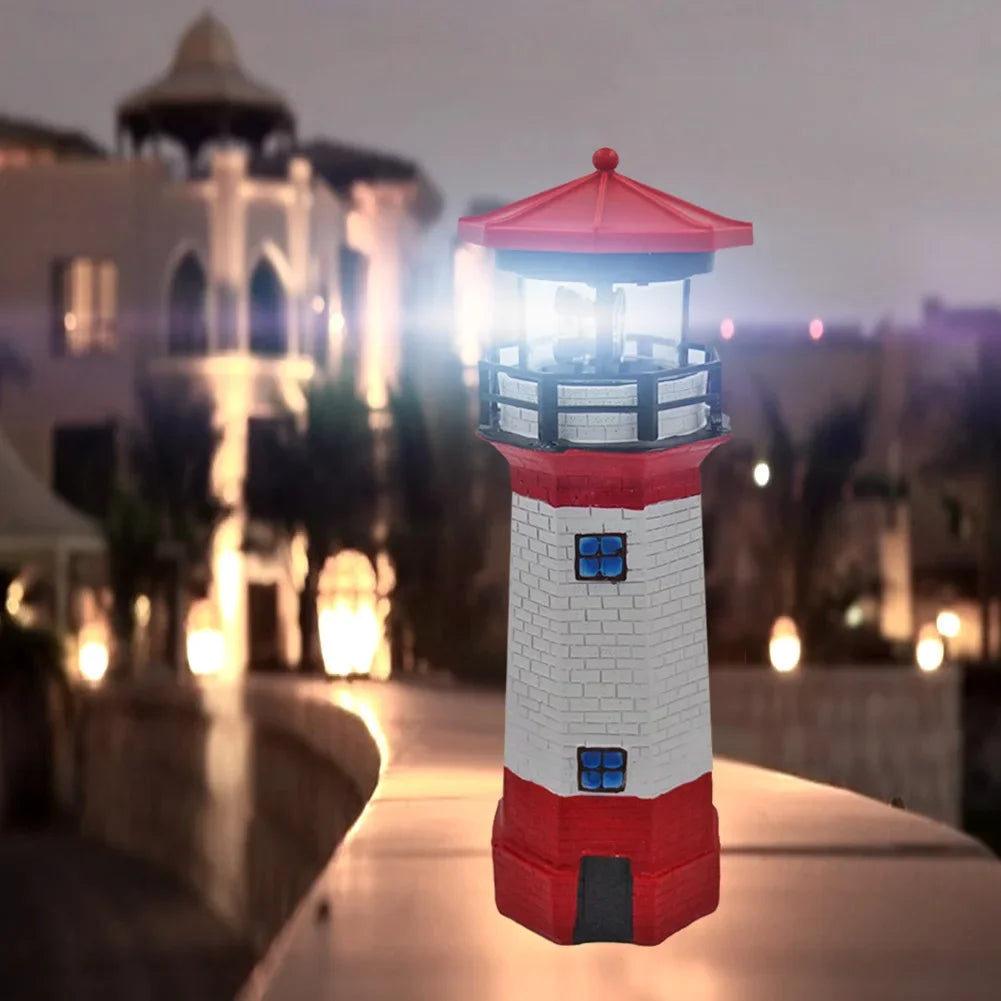 Lámpara de luz LED solar OceanGlow Lighthouse - Iluminación solar náutica para espacios exteriores