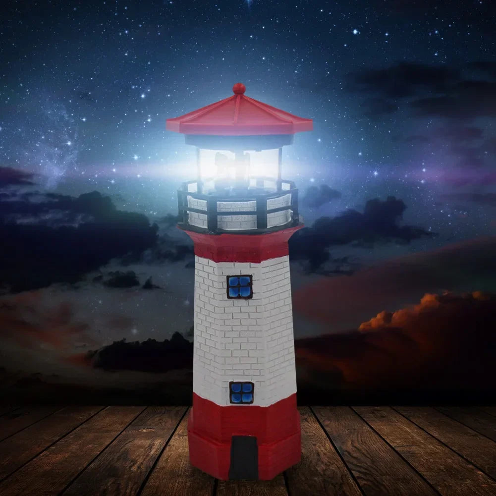 OceanGlow Lighthouse Solar LED-lyslampe – Nautisk solarbelysning for uterom