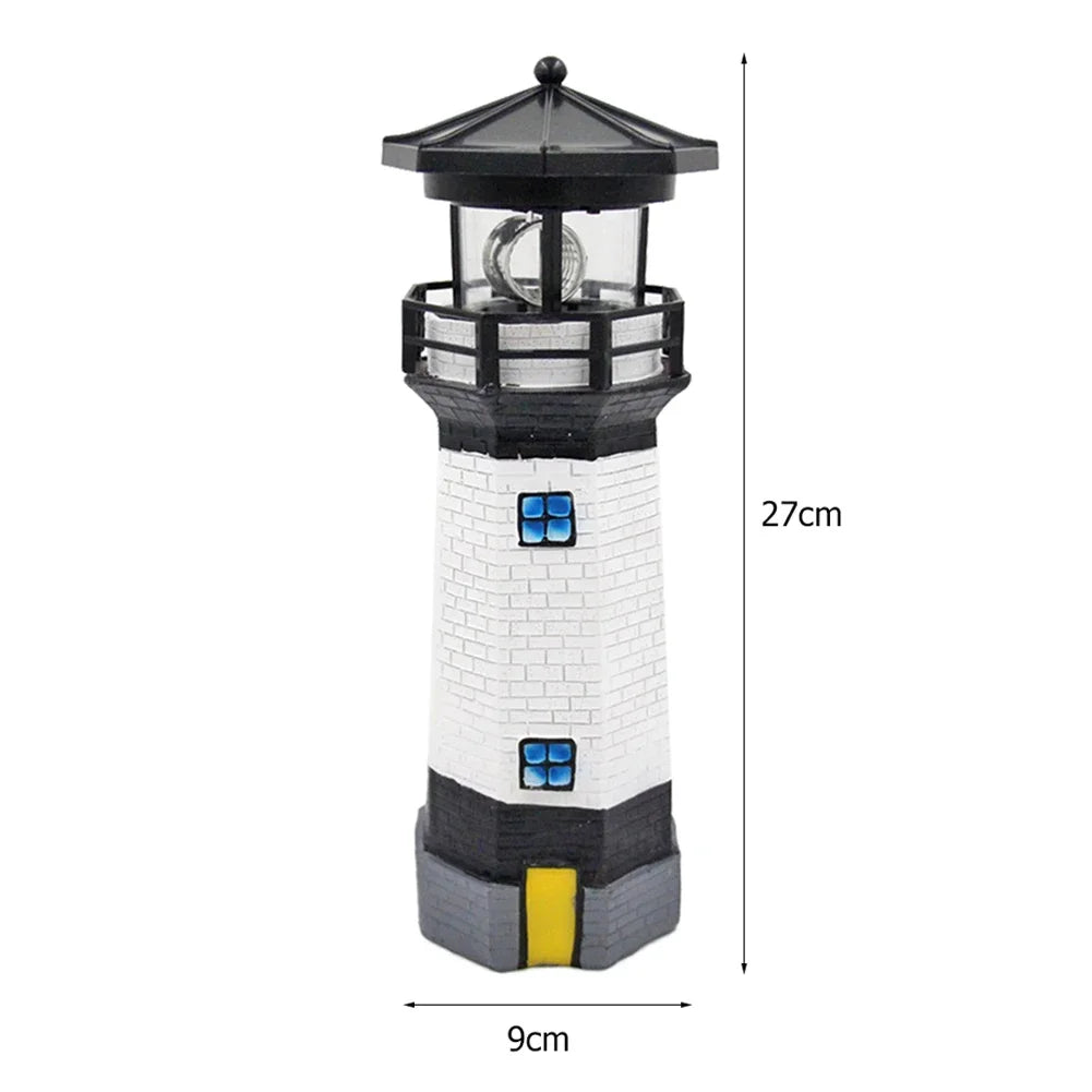 Lámpara de luz LED solar OceanGlow Lighthouse - Iluminación solar náutica para espacios exteriores