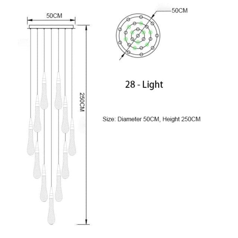 Luz Colgante de Cristal de Fuego Waterdrop