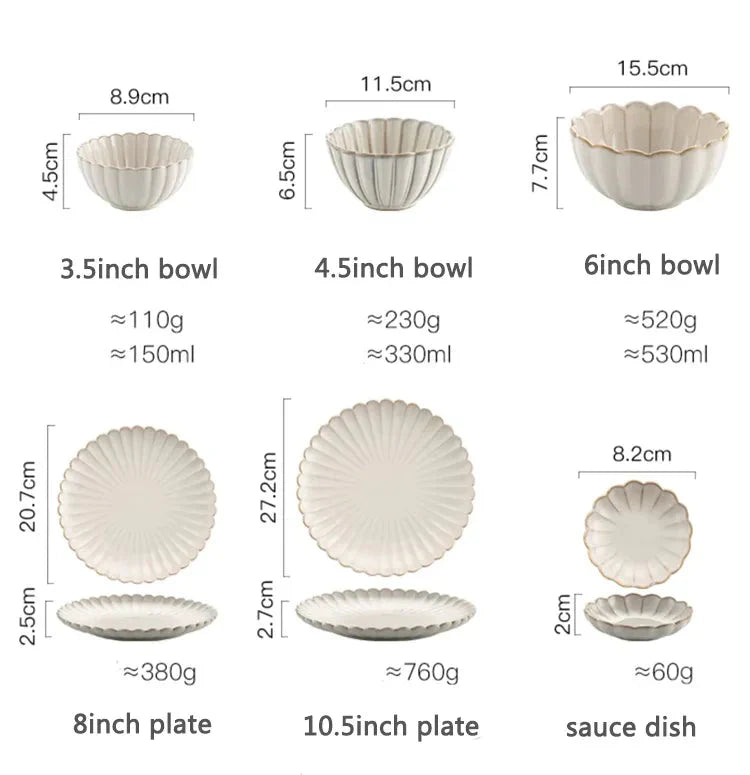 White Scalloped Ceramic Tableware Plates & Bowls - 6 Sizes & Sets