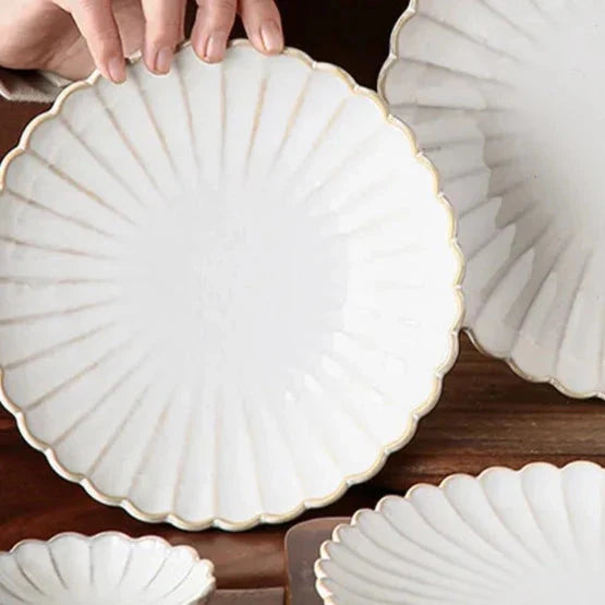 White Scalloped Ceramic Tableware Plates & Bowls - 6 Sizes & Sets