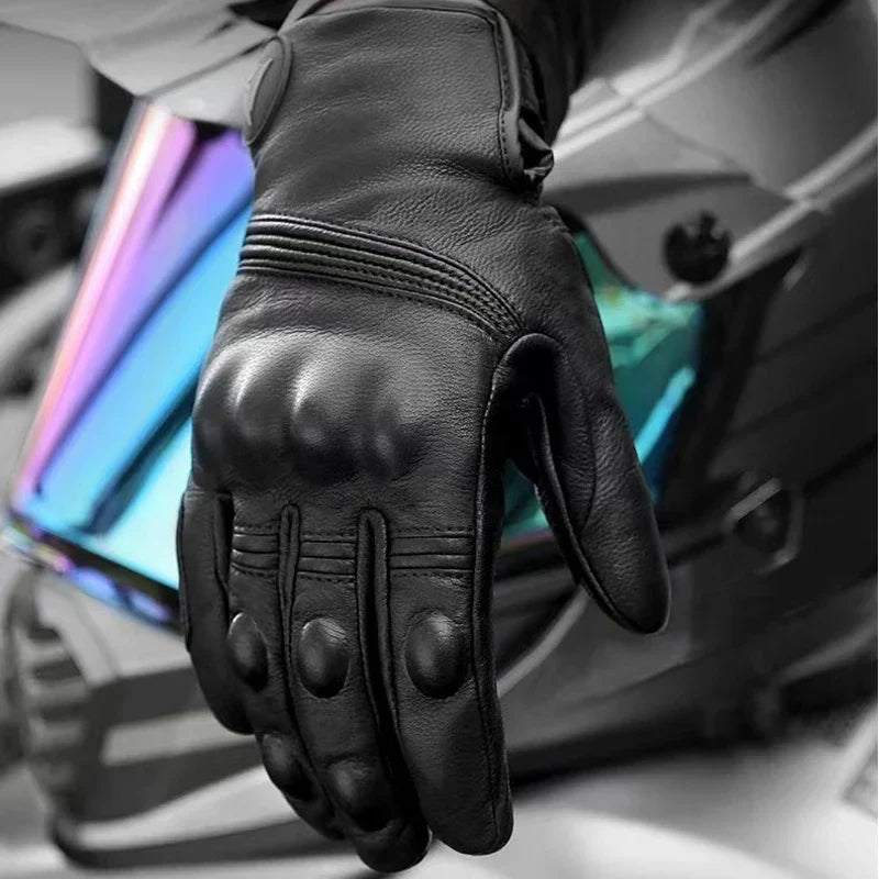 Leather Touchscreen Moto Gloves Waterproof