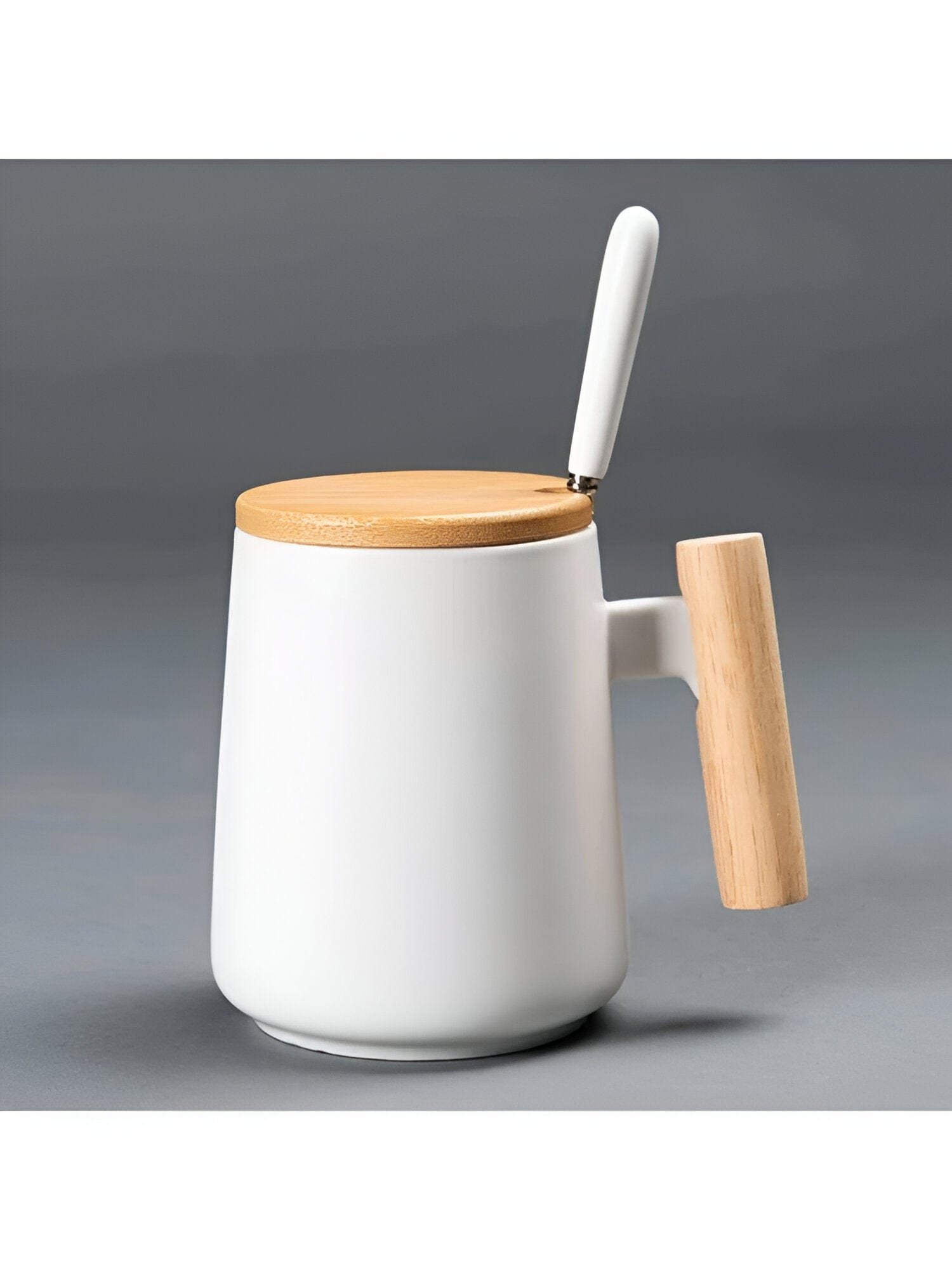 Wooden Handle Ceramic Coffee Mug