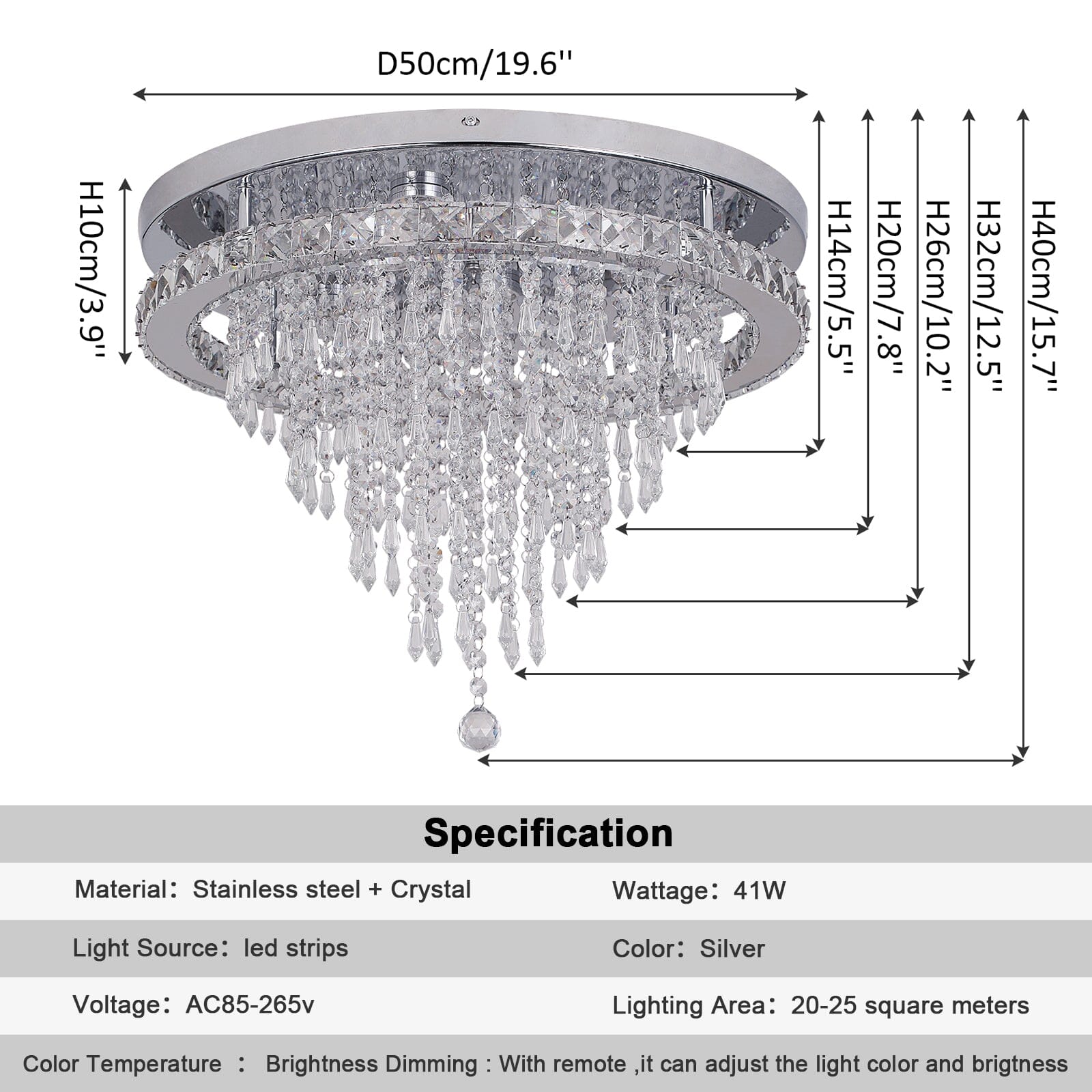 Ava Crystal LED Kandelaber