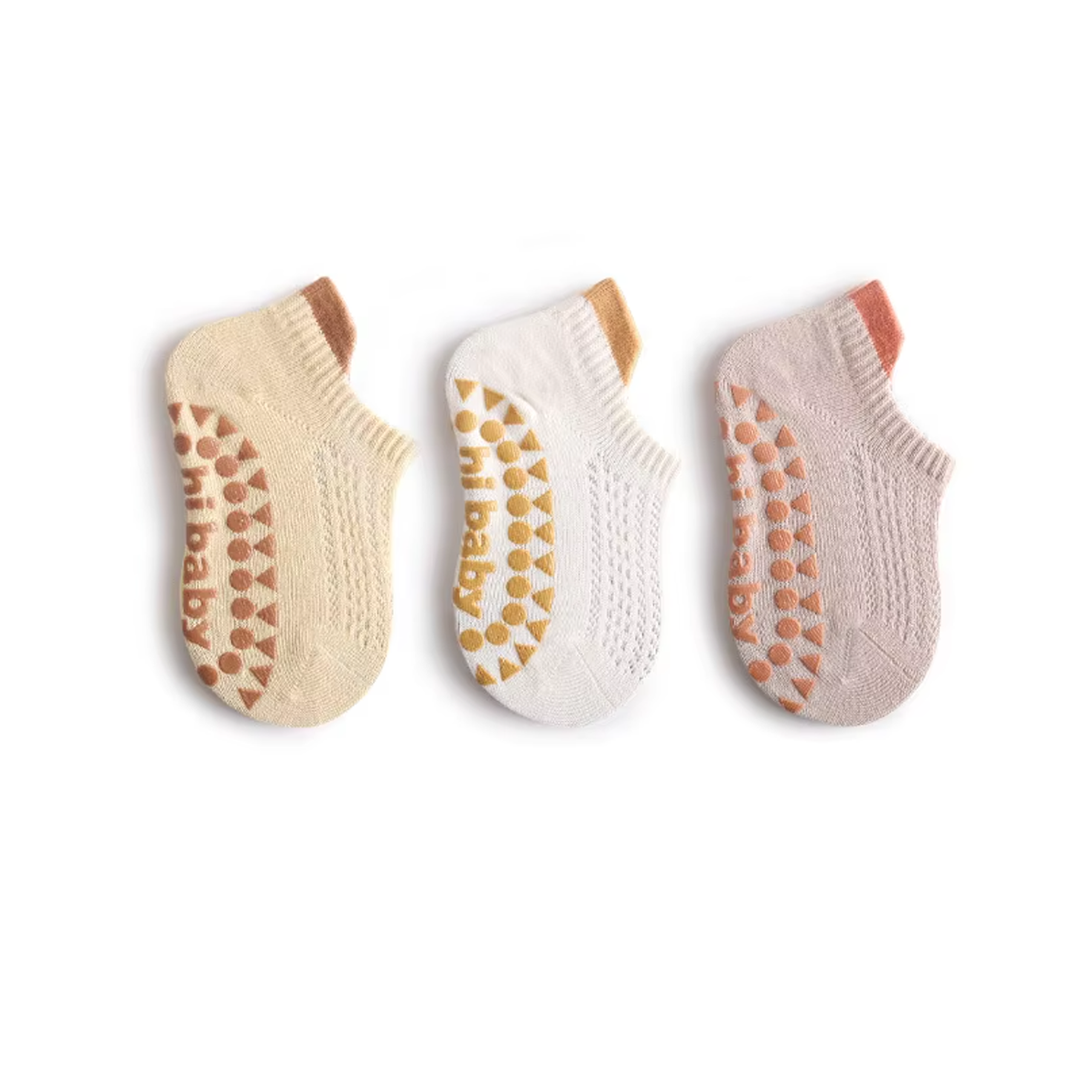 Chaussettes antidérapantes pour bébé, 3 paires