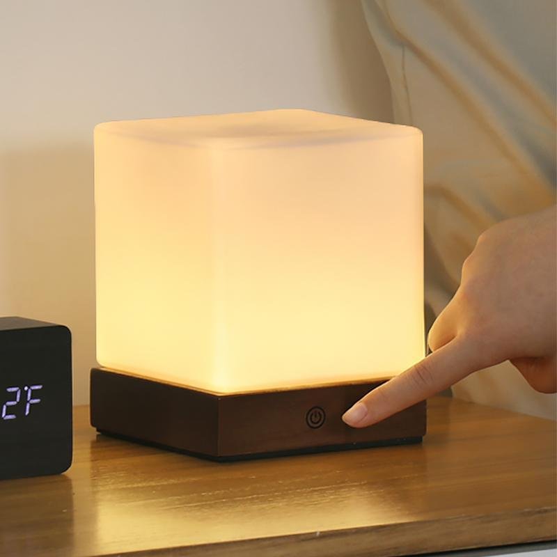 GloedCube - Lámpara de mesa LED inalámbrica con pilas para iluminación de mini escritorio nórdico