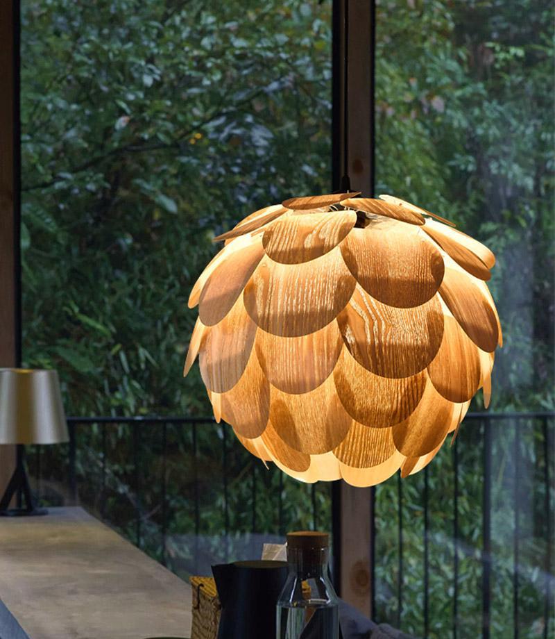 TropicalGlow – Lampe suspendue en forme d'ananas en bois