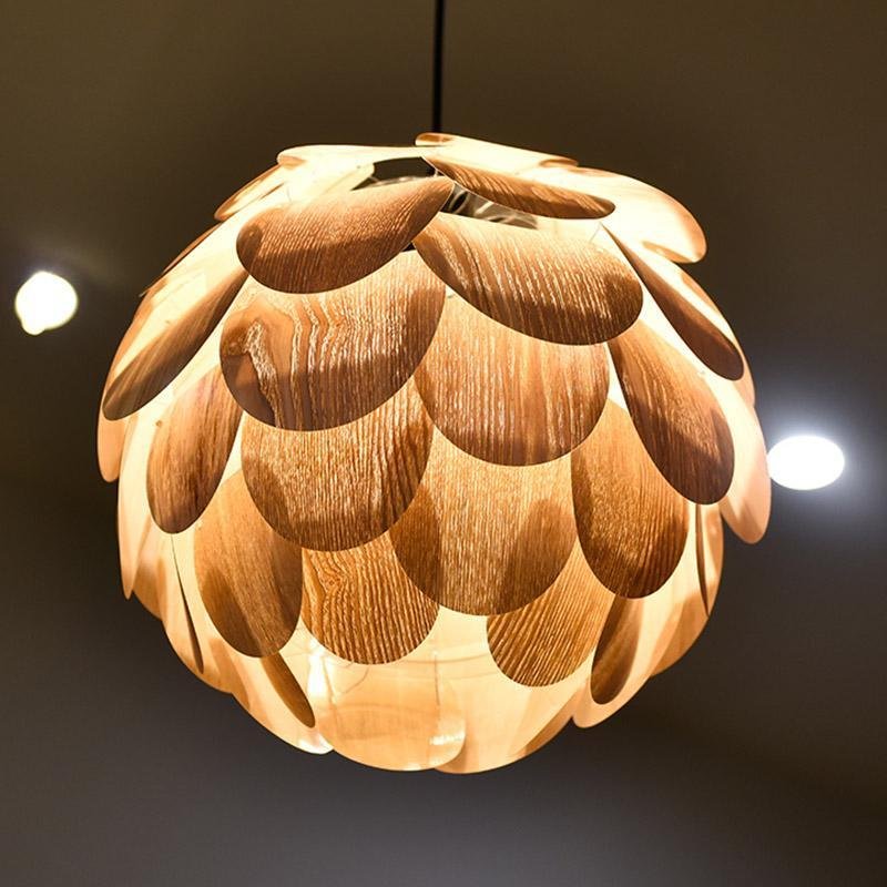 TropicalGlow – Lampe suspendue en forme d'ananas en bois