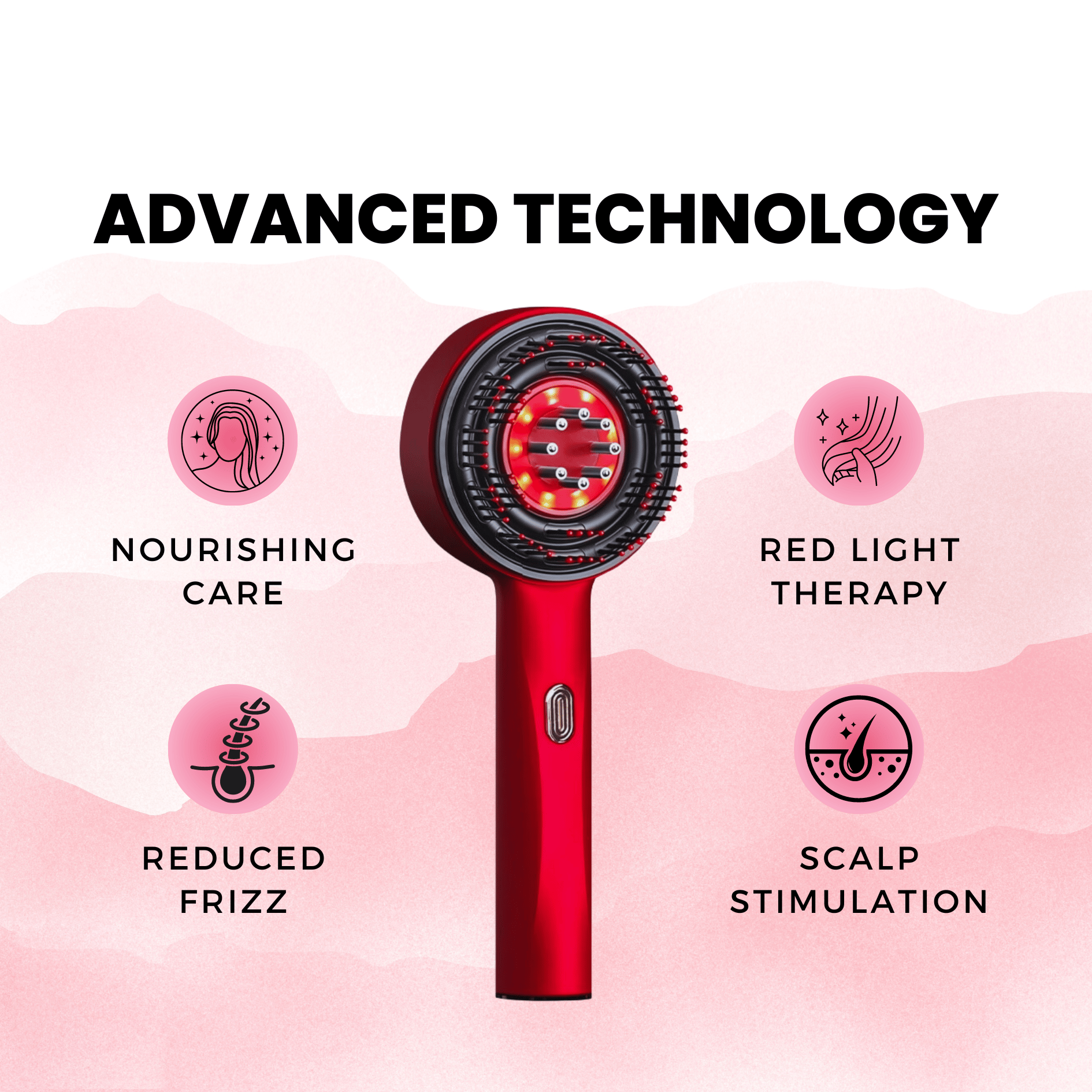 Massager de cuir chevelu à lumière rouge 3 en 1