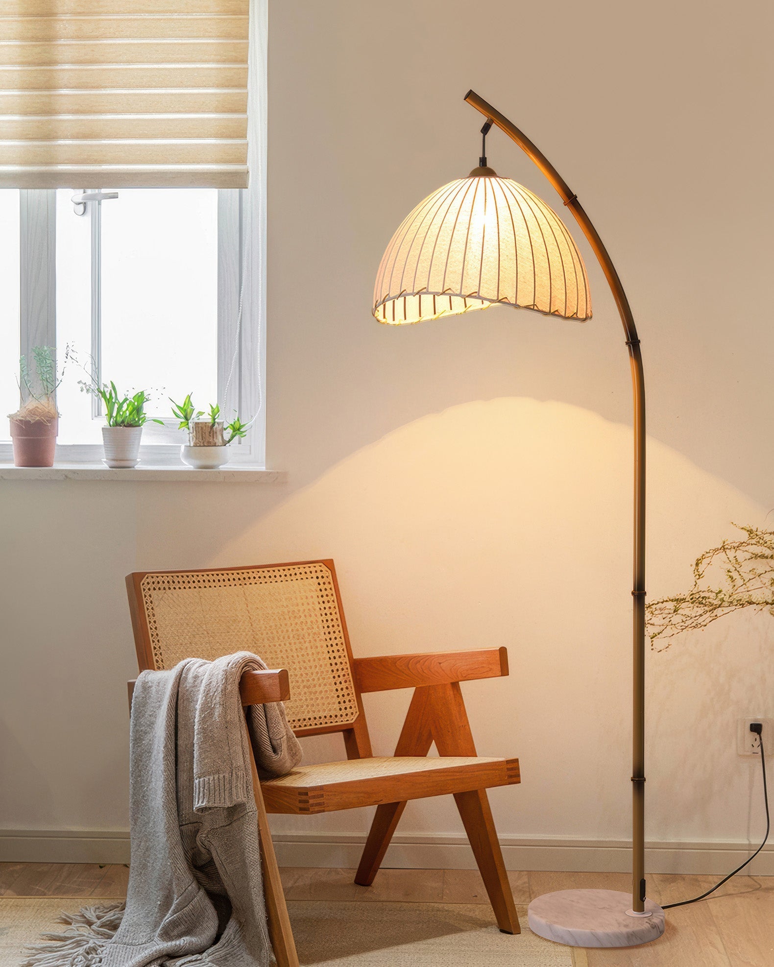 Kulturell Zen Bamboo Gulvlampe belysning