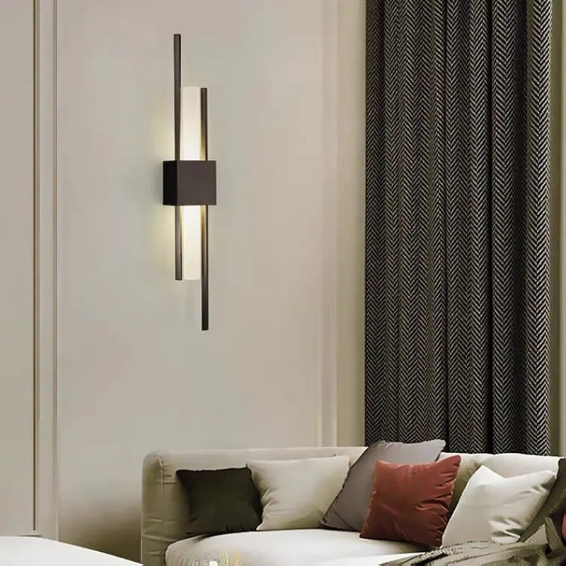 LuminArt - Stylish Black/Gold LED Wall Lamp for Bedroom