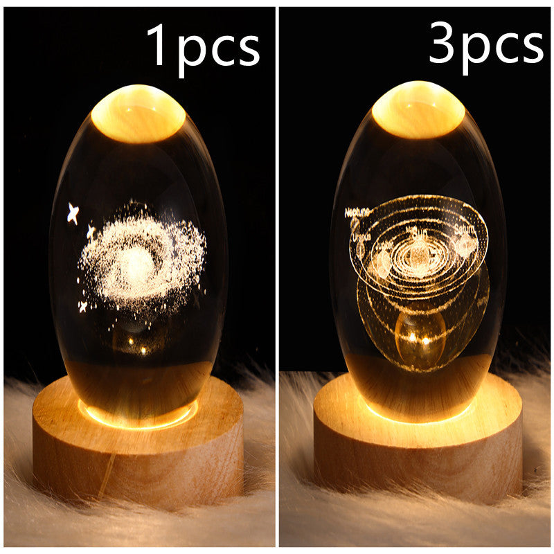 3D Galaktyczna Kula Kryształowa Lampa Nocna LED