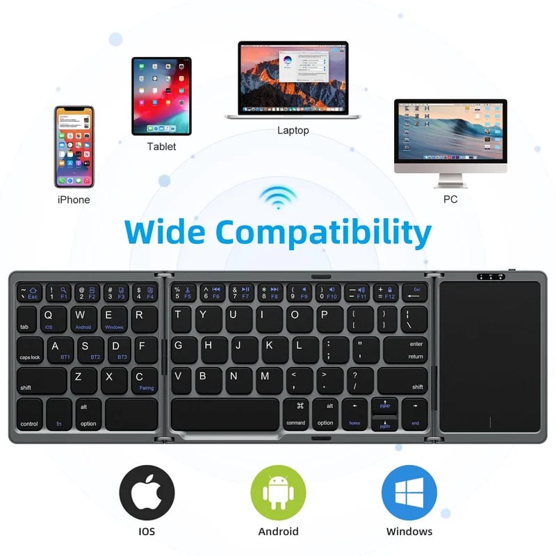 Tastatură Bluetooth pliabilă cu touchpad