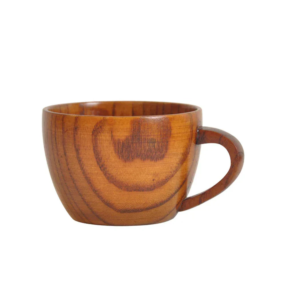 Tazas de Té de Madera Natural Rústica con Asa (2PCS)